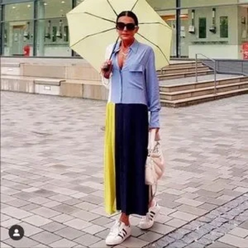 🆕 ZARA Pleated Color block Maxi Dress
